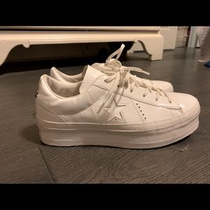 White shiny platform converse!